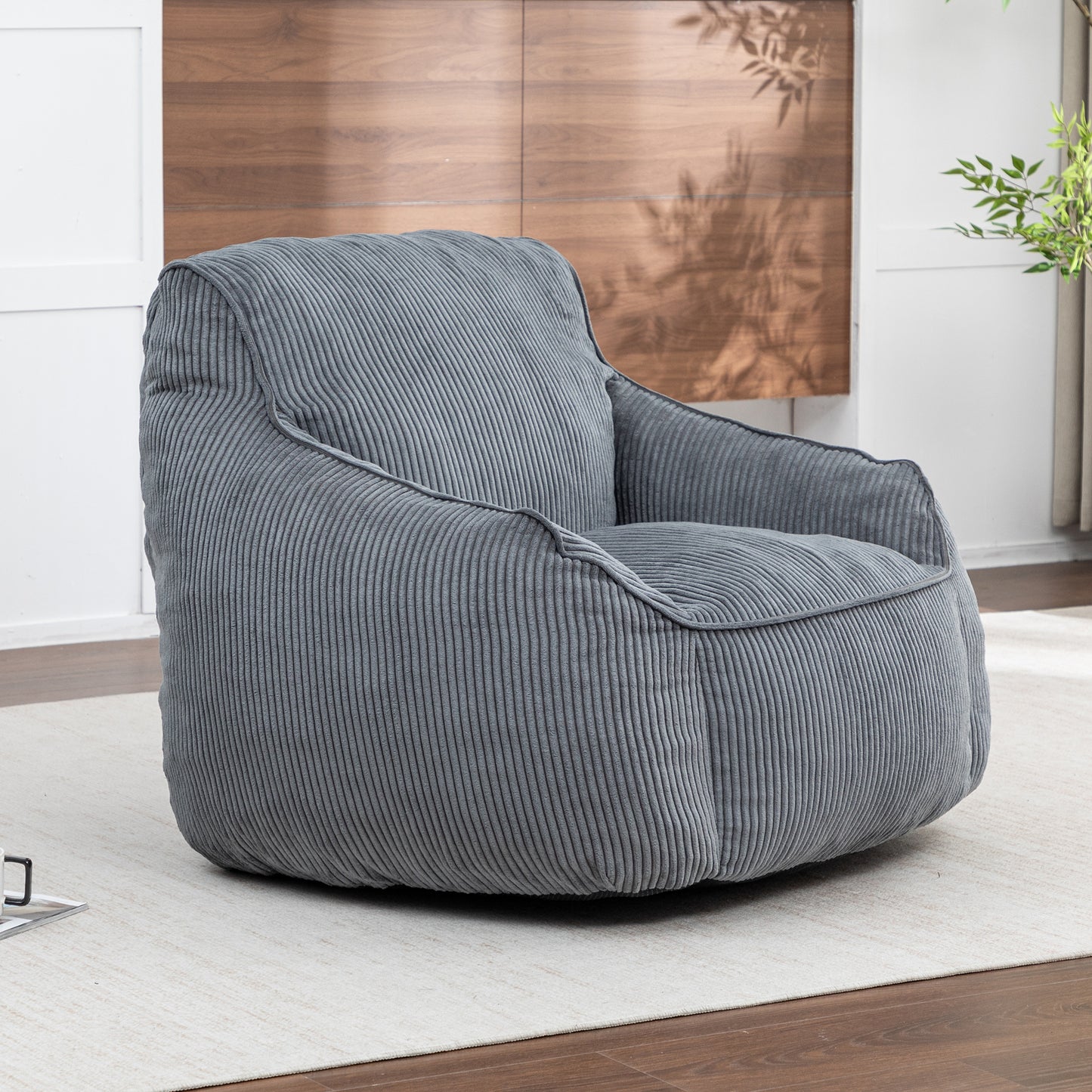 Giant Bean Bag Chair Sofa For Adults Teens, Comfy Corduroy Large Bean Bag Chairs With Armrests For Bedroom Living Room, A Dult BeanBag Lazy Sofa Couch Chairs With Filler Included