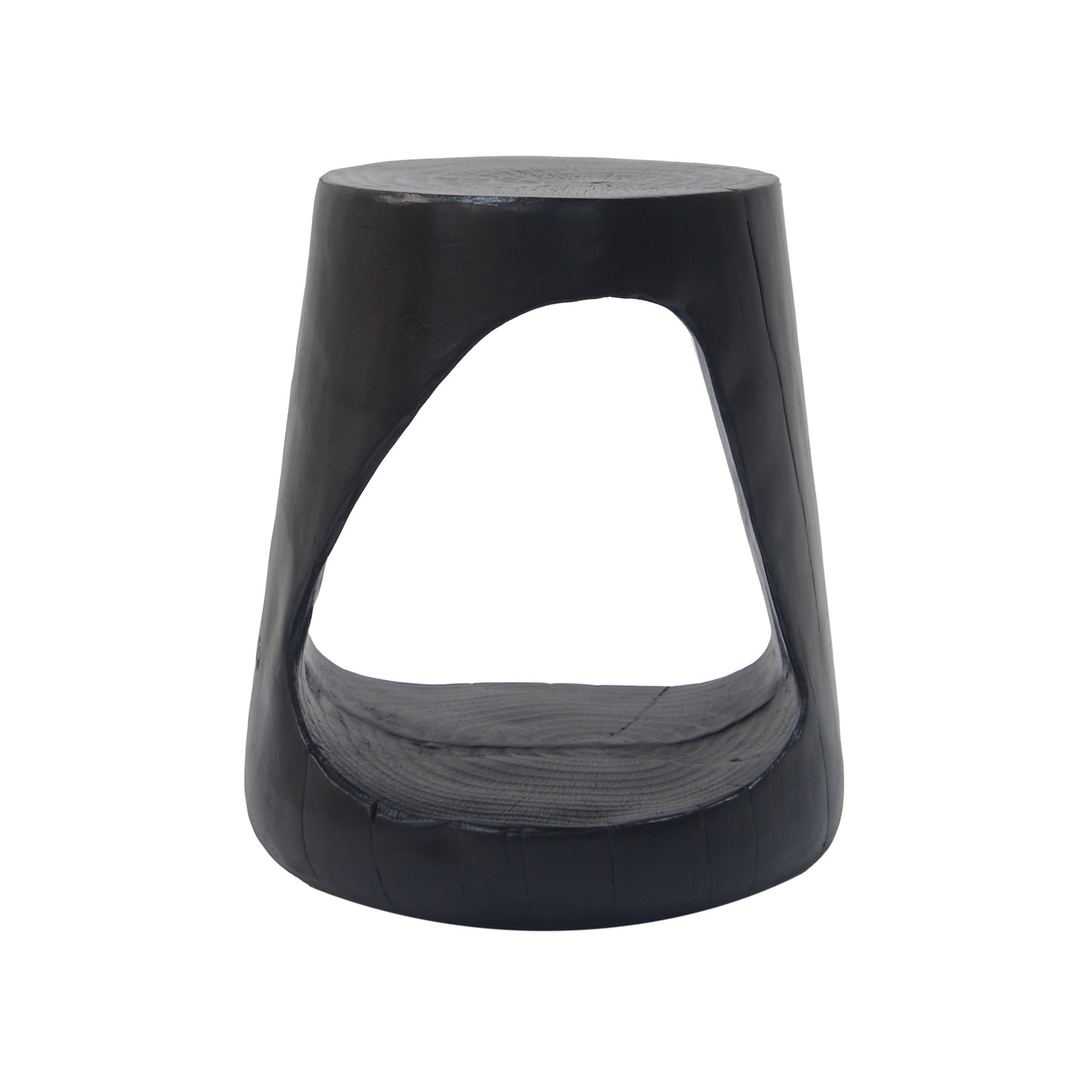 MGO Hollow Side Table, Wood-like Texture, Black Color