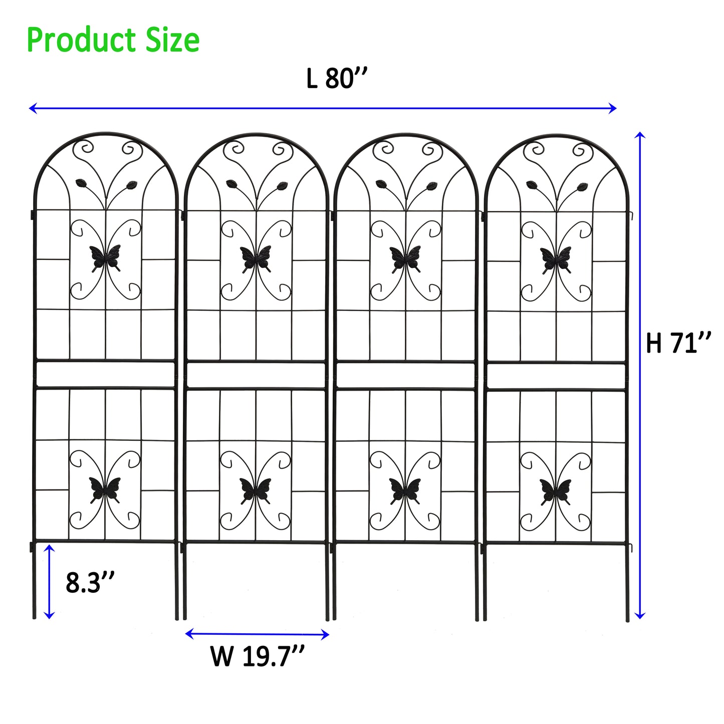 4 Pack Metal Garden Trellis 71  X 19.7  Rustproof Trellis For Climbing Plants Outdoor Flower Support Black