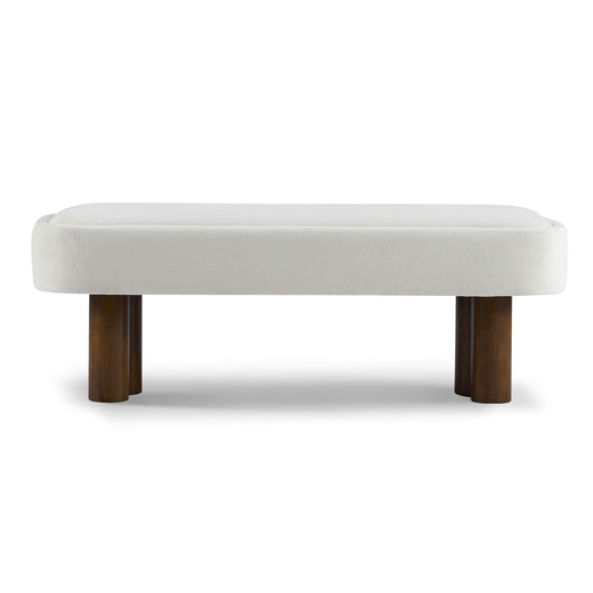 Indoor Beige Fabric Dining Bench With Walnut Color Legs, 51.57 L Upholstered Seating For Kitchen, Dining Room And Living Space,250lbs Capacity