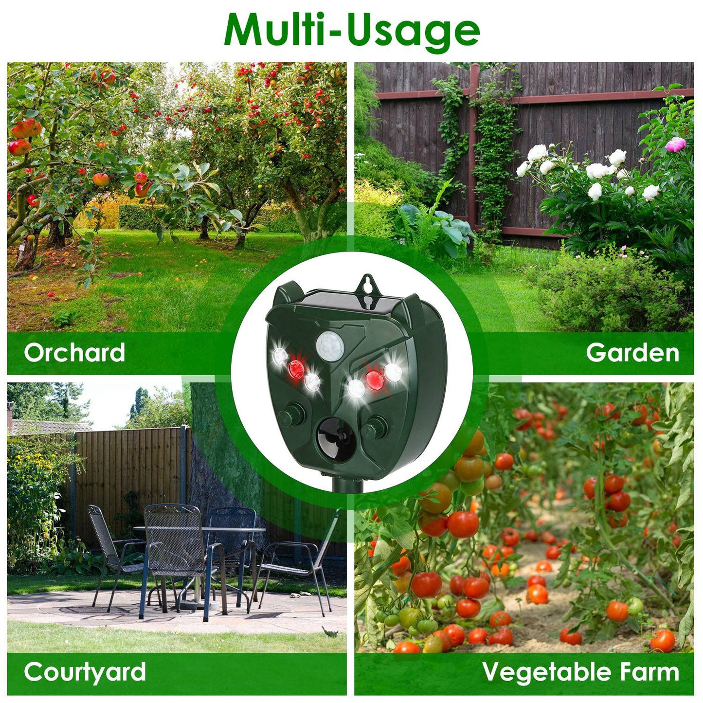 1Pc Ultrasonic Solar Animal Repeller Outdoor Mole Snake Squirrel Mouse Chaser Waterproof Bird Deer Dog Cat Deterrent With 5 Gears For Farm Garden Yard