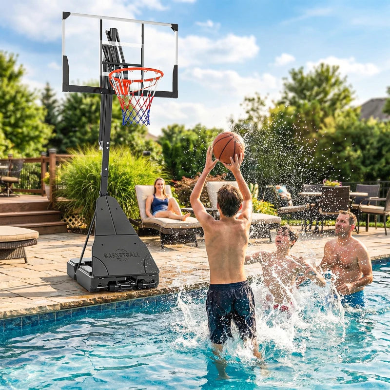 Portable Basketball Hoop Outdoor, 8-10ft Adjustable Basketball Goal, 47 Inch Shatterproof Backboard, Hand-Crank Lift