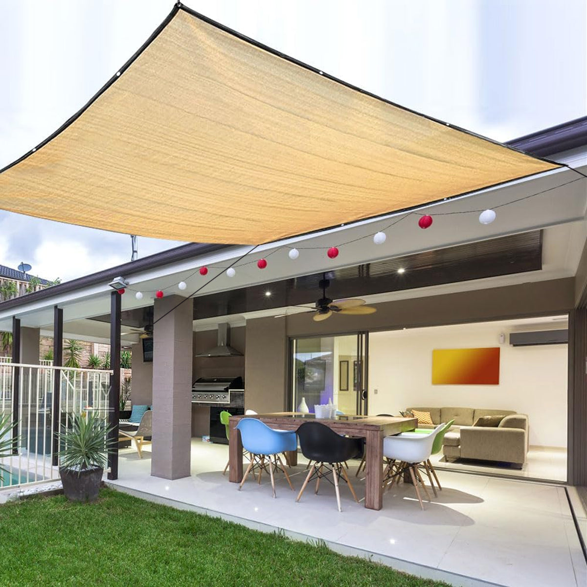 Rectangle Sun Shade Sail With 4 Snap Hook  UV Blockage