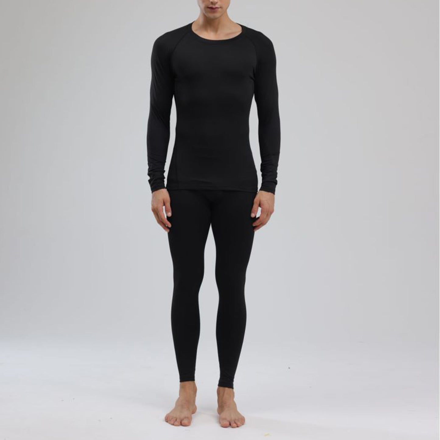 Men's Thermal Underwear Black Stylish Soft Close Fitting Men Cold Weather Top Bottom Set Base Layer For Autumn Winter XXL