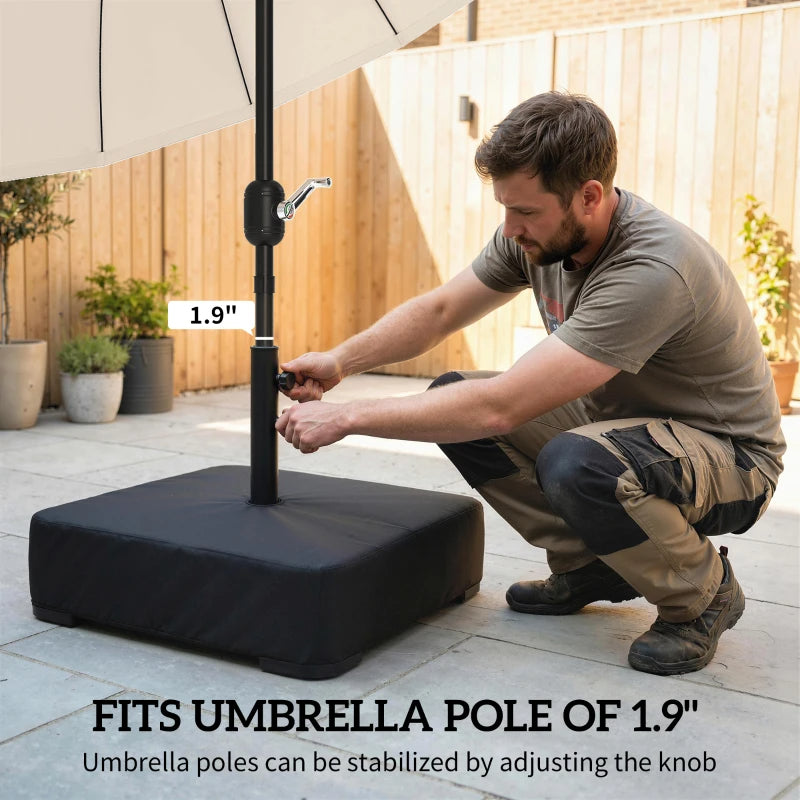 Garden Parasol Base 176 Lbs Sand Filled Heavy Duty Stand For Cantilever Umbrellas And 1.9 Poles Black