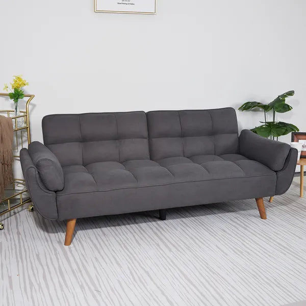 75' Flared Arm Convertible Sleeper Sofa-Dark Gray