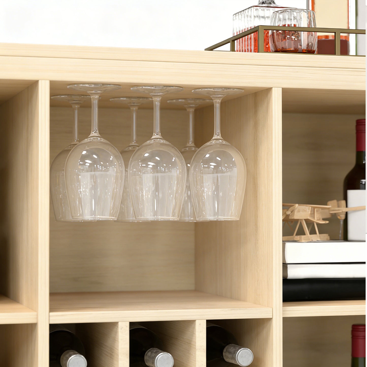 Wine Bar Cabinet With 2 Doors Buffet Storage Liquor Cabinet With Wine Rack And Glass Holder For Living Dining Room Kitchen