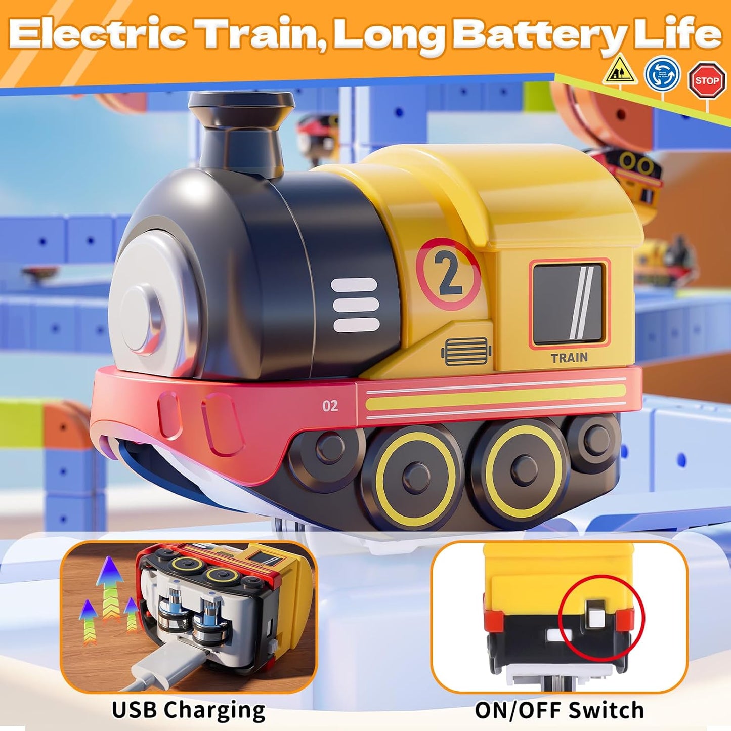 101-Piece Electric Train Track Toy Set Rechargeable Electric Train & DIY Assembly Track Kit  Creative Building Block Racing Track Suitable For Toddlers And Children Ages 3 And Up,Pickup Only