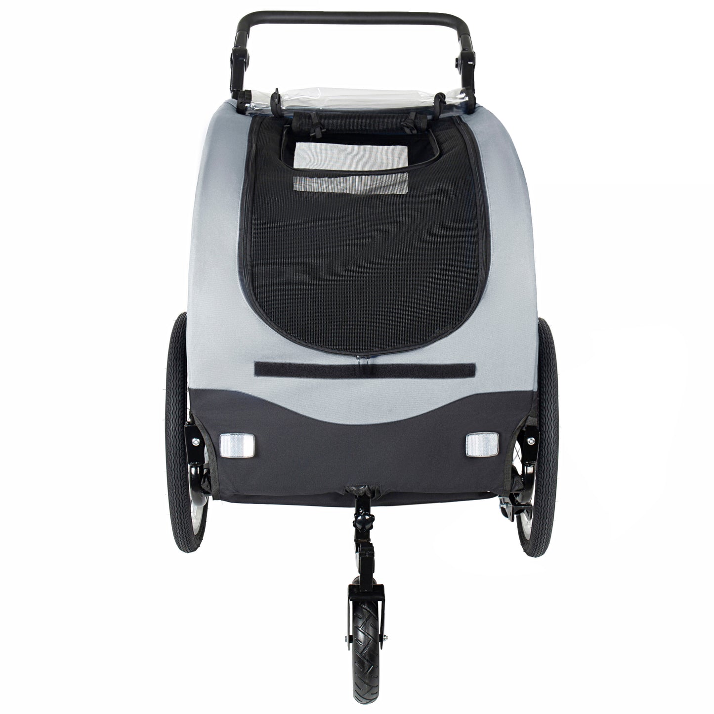2-in-1  Bike Trailer & Pet Stroller For Dogs Up To 110lbs-Foldable Pet Carrier Cart With Front Caster & 20   Quick Release Air-Filled Wheels, Breathable Mesh And PVC Rain Cover, Gray