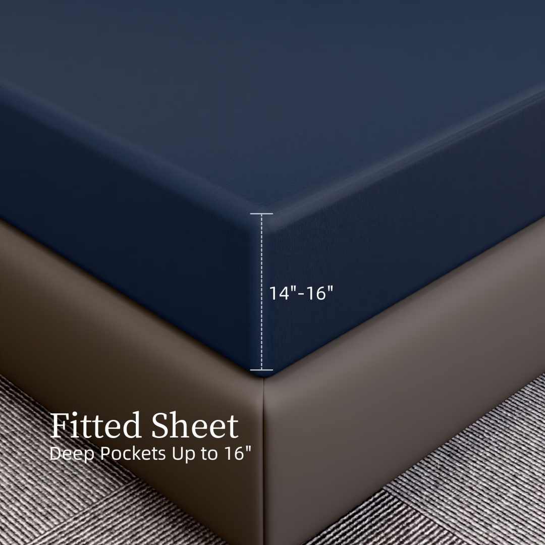 Bedding King Bed Sheets Set - 4 Piece Bedding - Brushed Microfiber - Shrinkage And Fade Resistant - Easy Care King, Navy Blue