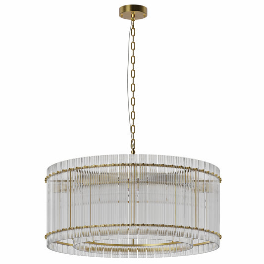 37 Modern Gold Round Chandelier,2-Tier 8-Light Water Ripple Crystal Glass Chandeliers,for Dining Room,Living Room,Bedroom,High Ceiling,Foyer Entryway,Luxury Chandelier