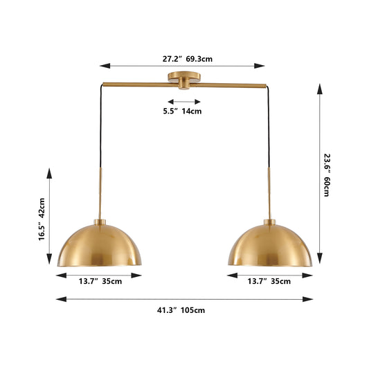 41  Industrial Modern Copper Color Double Pendant Light - Adjustable Ceiling Hanging Lamp With Bright Finish For Dining Room, Kitchen, Or Living Room -Stylish And Durable Lighting Fixture  No Bulbs