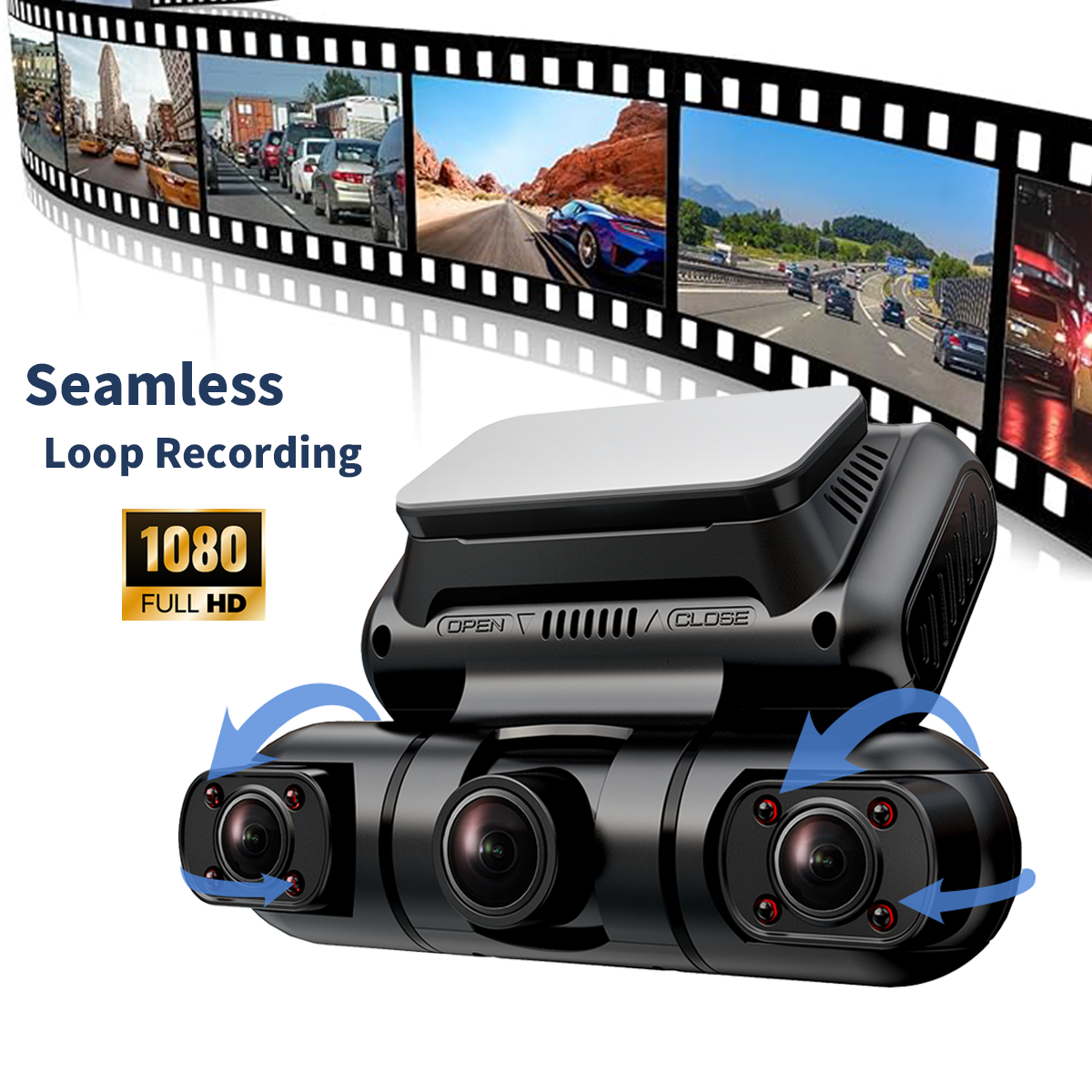 Hainatech 360 Degree View 4 Channel Dash Cam Front And Rear Inside Left Right, Dash Camera For Cars, Built-in GPS WiFi Night Vision, 24  7 Recording Parking Mode Monitor, Free 128G Card