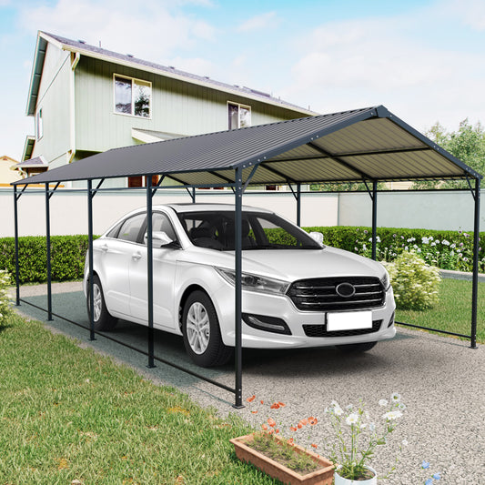 12x21 FT Carport, Heavy Duty Carport With Galvanized Steel Roof And Frame, Metal Carport Large Garage For Cars, Trucks, Boats & Tractors