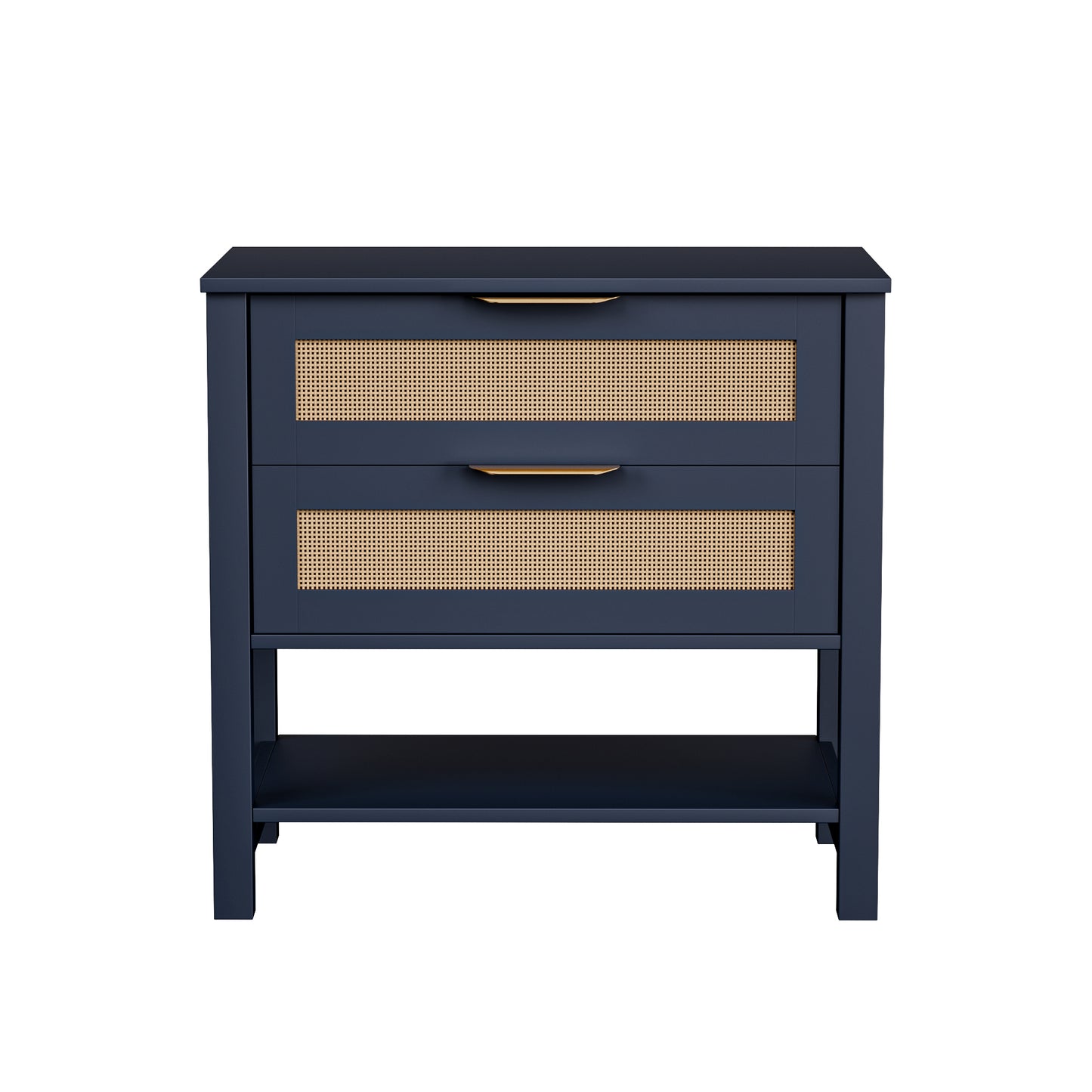 Rattan Nightstand With 2 Drawers And Storage Shelf Boho Bedside Narrow Side Table For Bedroom