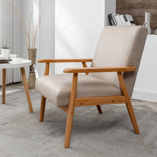 25.38     Wide Classic Mid-Century Modern Arm Chair, Light