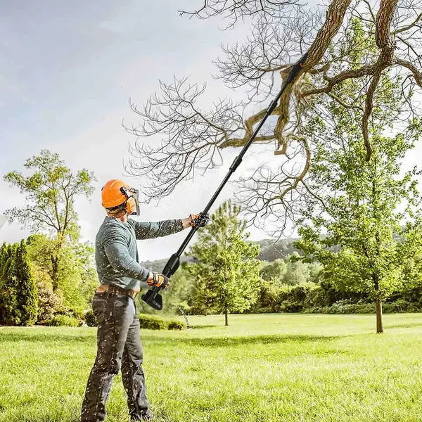 Cordless Pole Saw, 7.4ft Adjustable Length Chainsaw With 775W Motor 35ft-s Chain Speed, 2x 3000mAh Batteries & Safety Protection, 4-Section Extension Pole For Tree Trimming, Branch Cutting - Garden