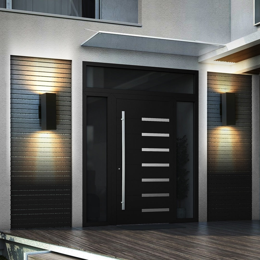 2-Pack Outdoor Wall Sconce, Modern Up And Down Weatherproof Wall Light, Black Aluminum Exterior Wall Mount Light Fixture, Ideal For Porch, Patio, Garage