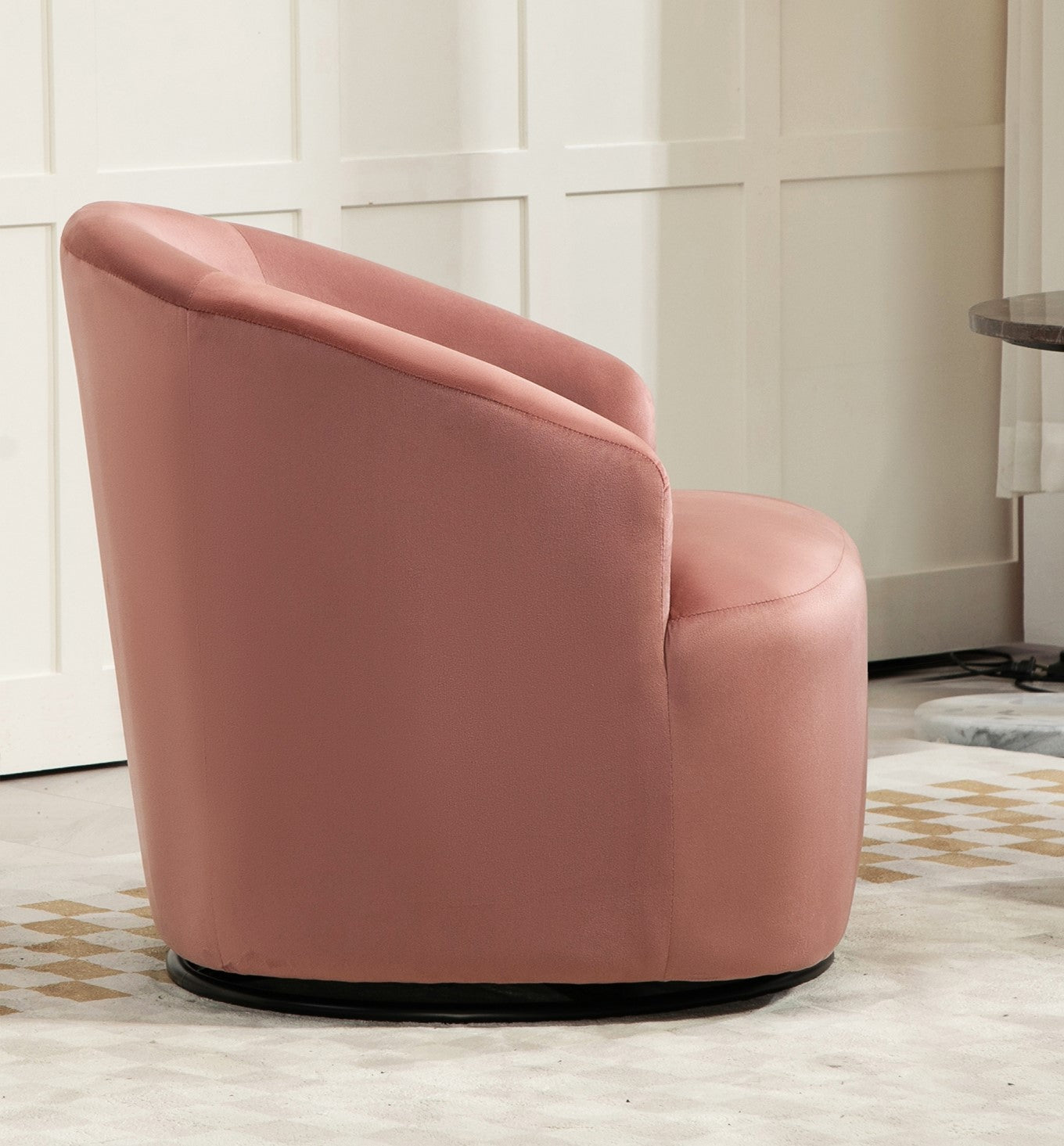 364 Degree Swivel Barrel Accent Chair, Velvet Upholstered Curved Armchair, Fully Assembled Contemporary Leisure Chair For Living Room Bedroom Office