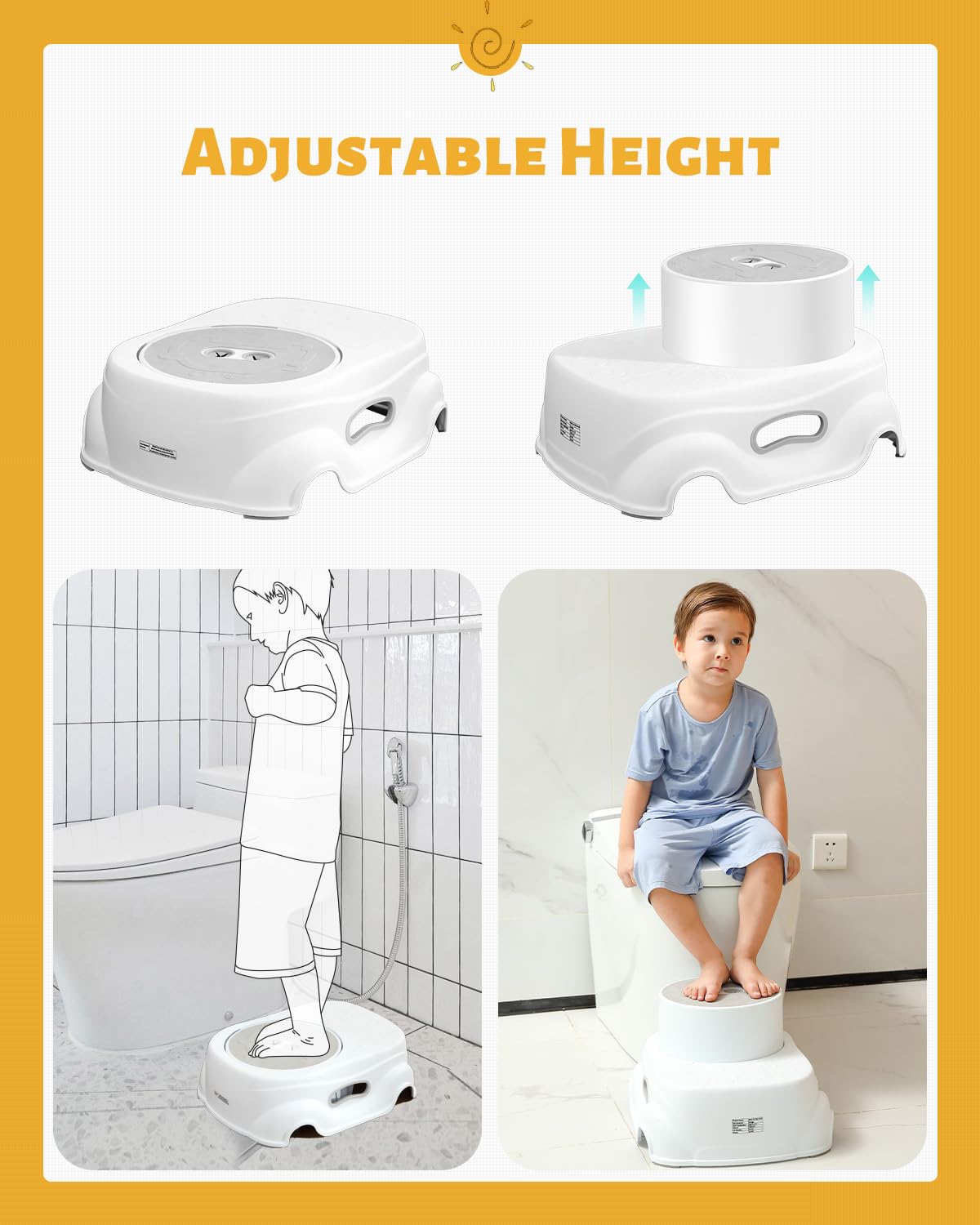 Padded 2-Step Step Stool, 2-Step Footstool - Step Stool Non-slip, Portable, Space-saving Design For Bathroom, Kitchen, Bedroom, Classroom - Easy To Clean, Sturdy And Comfortable