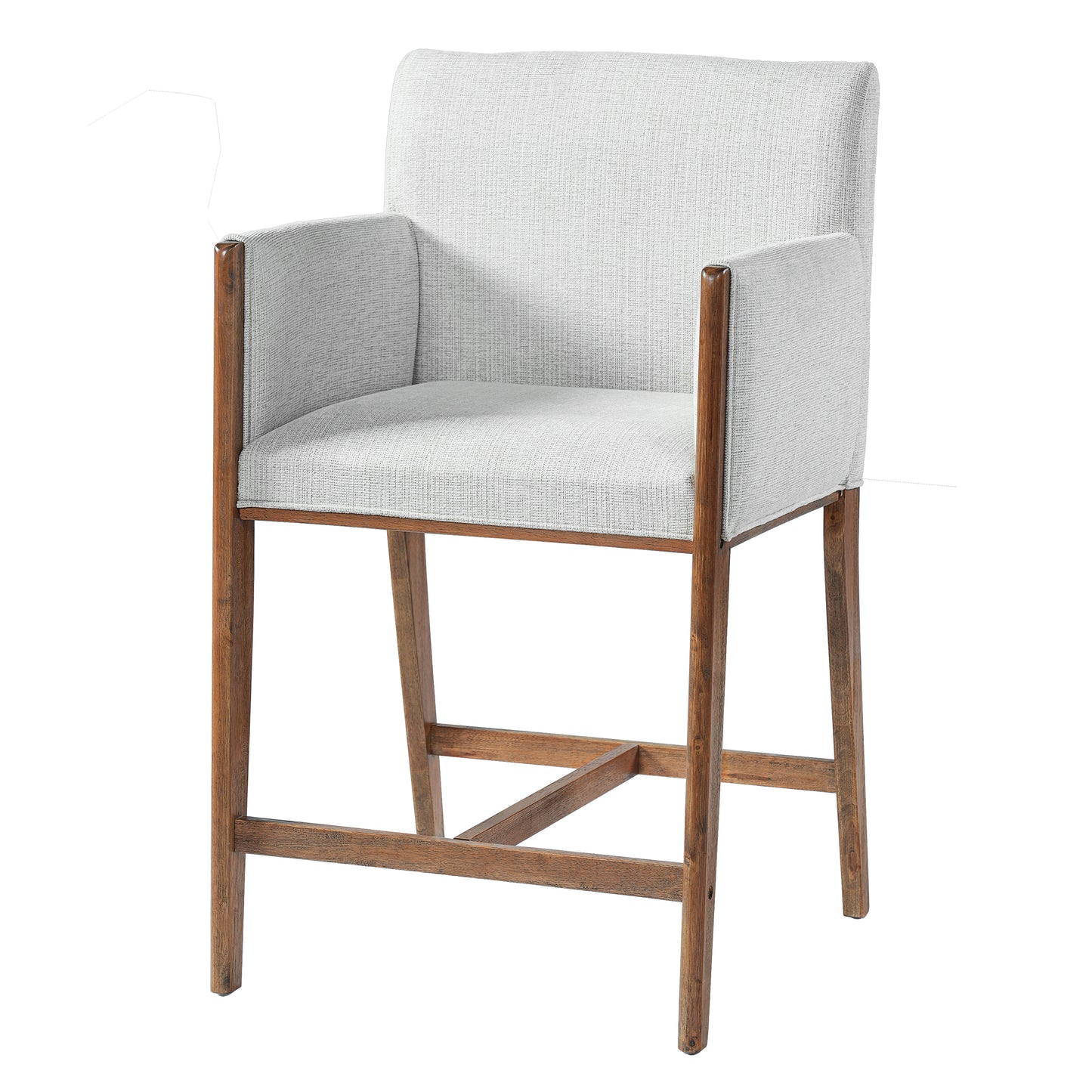 24 Seat Height Upholstered Counter Stools With Arms For Kitchen Island Dining Room, Set Of 2