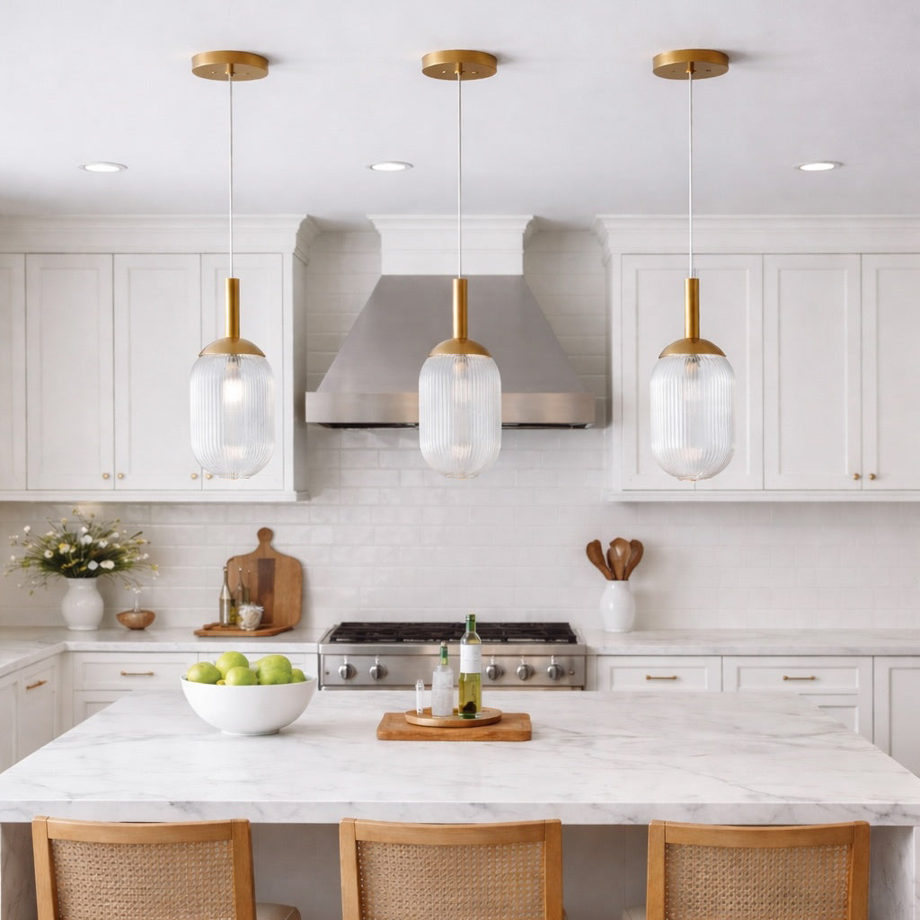 Modern Style Pendant Lamp - Bronze And Clear 110-120V Bedside Lamp Bedroom Living Room Ceiling Light
