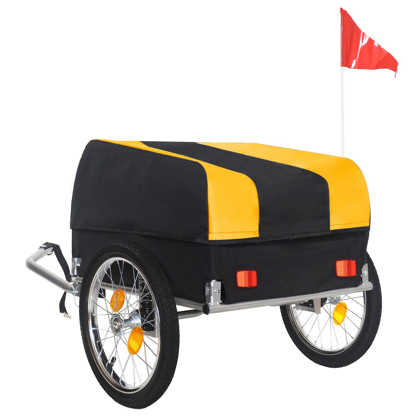 Heavy- Duty Bike Cargo Trailer With Removable Waterproof Cover- 8 Lbs Capacity  16  All- Terrain Wheels & Foldable Design For Camping  Groceries  Yellow Black