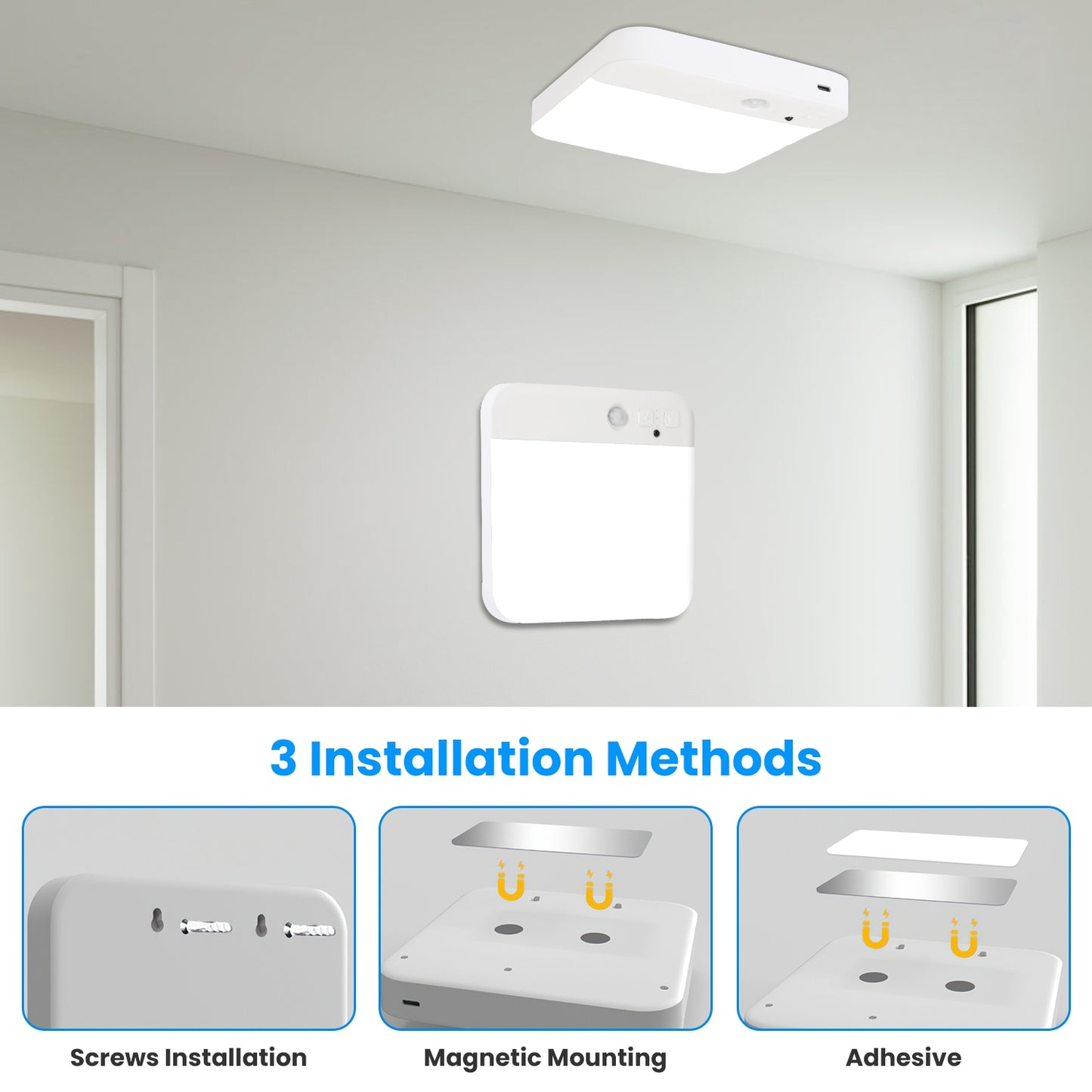 1Pc Or 2Pcs Motion Sensor Ceiling Light With Remote Rechargeable Wireless Flush Ceiling Light With 3000K 4500K 6000K 3 Timer 10 Brightness For Closet Stairs Garage Bathroom Hallway