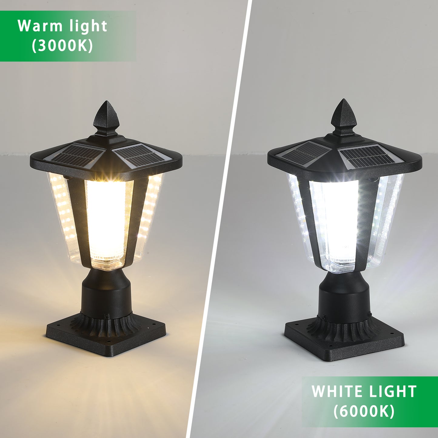 15 H Solar Powered Outdoor Lantern, Modern Garden Light With LED For Pathways, Yards, And Driveways 2-Pack