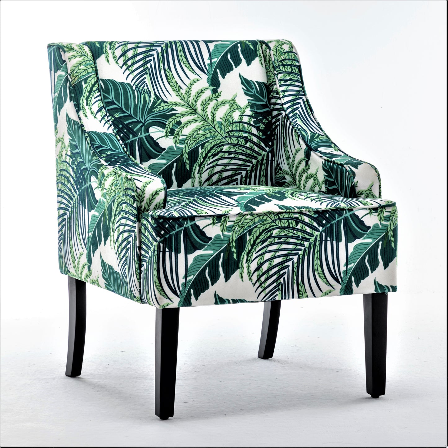 Versatile Upholstered Side Chair, Solid Wood Frame With Recessed Arms, Tapered Front Legs And Flared Back Legs, Foam & Sinuous Springs Cushioned Accent Chair For Entryway Bedroom Dining Room