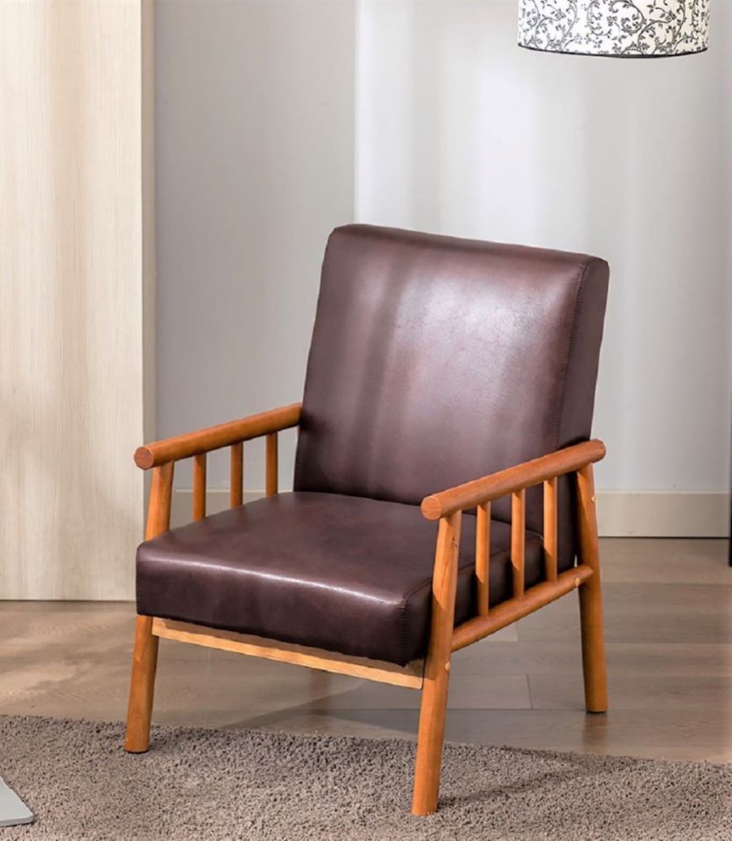 25     Wide Classic Mid-Century Modern Arm Chair, Dark Brown