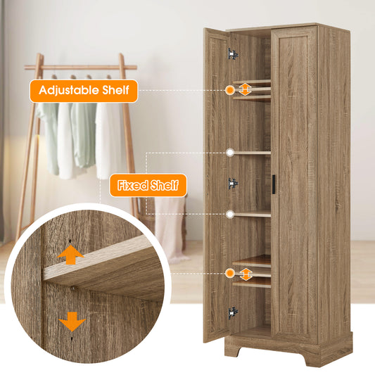 Storage Cabinet With Two Doors For Bathroom, Office, Adjustable Shelf, MDF Board, Brown