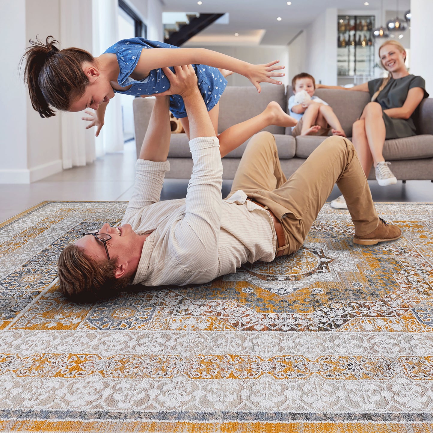 PAYAS 6X9 Cream Ivory  Medallion Area Rug