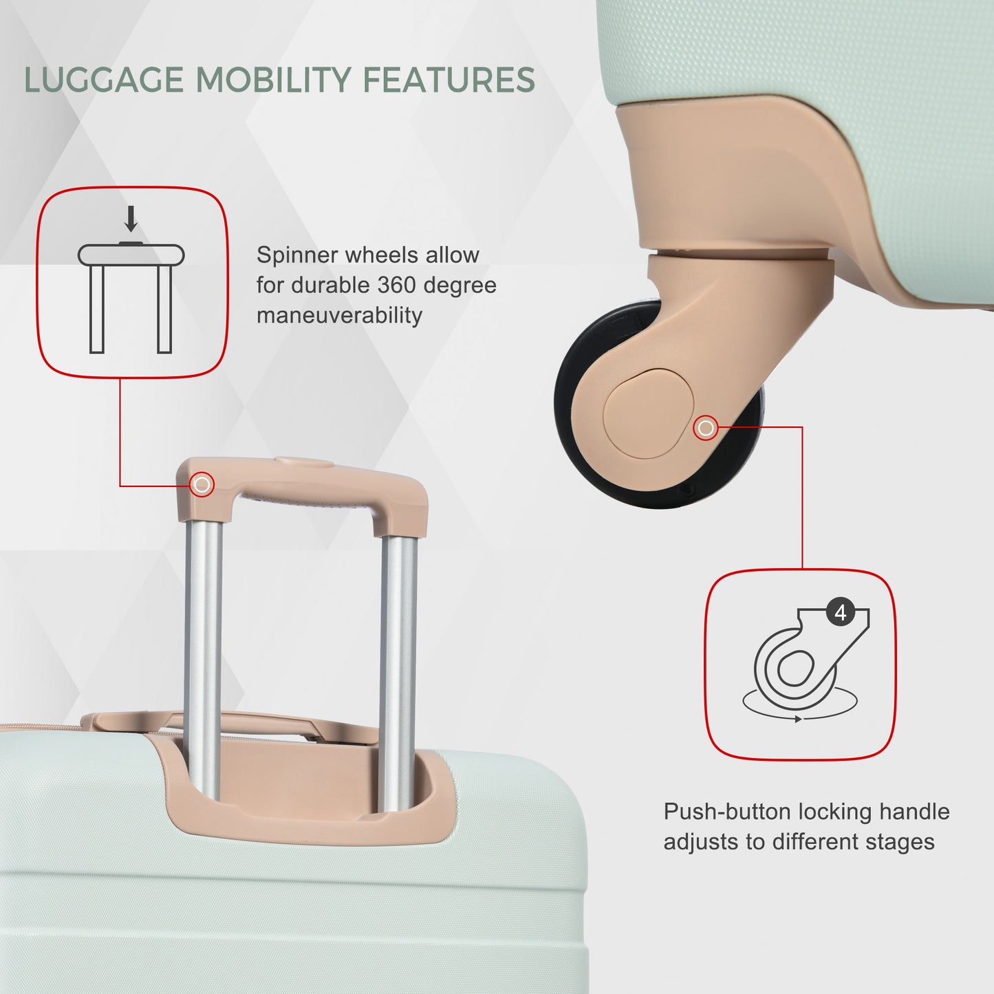 Luggage Sets New Model ABS Hardshell 3pcs Clearance Luggage Hardside Lightweight Durable Suitcase Sets Spinner Wheels Suitcase With TSA Lock 20 24 28 Grey Green