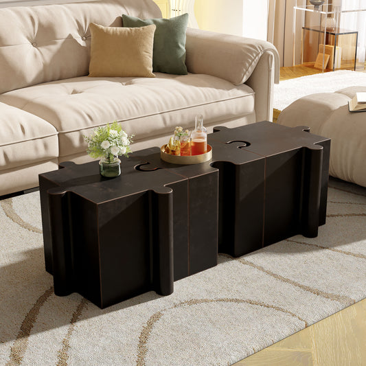 Puzzle Art Side Table, Modular Concave Edge MGO Table - Buy Singles Or Combine For Custom Layouts, Indoor & Outdoor,Antique Copper Color