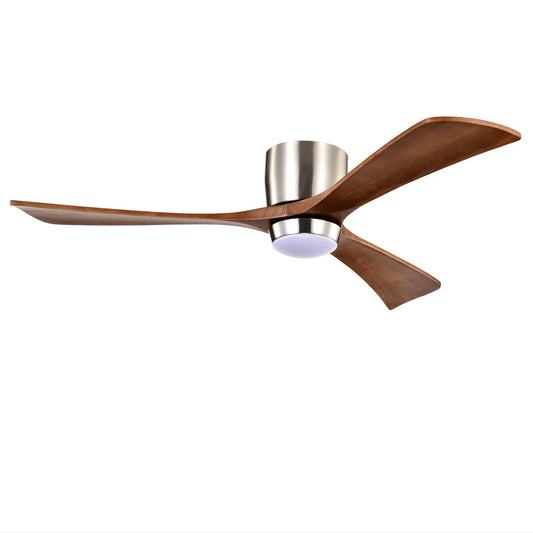 Ceiling Fan With Lights Remote Control,Quiet DC Motor 3 Wood Blade Ceiling Fans 6 Speed Levels,Reversible Ceiling Fan, For Patio Living Room, Bedroom, Office,Indoor. Stain Nickel Walnut