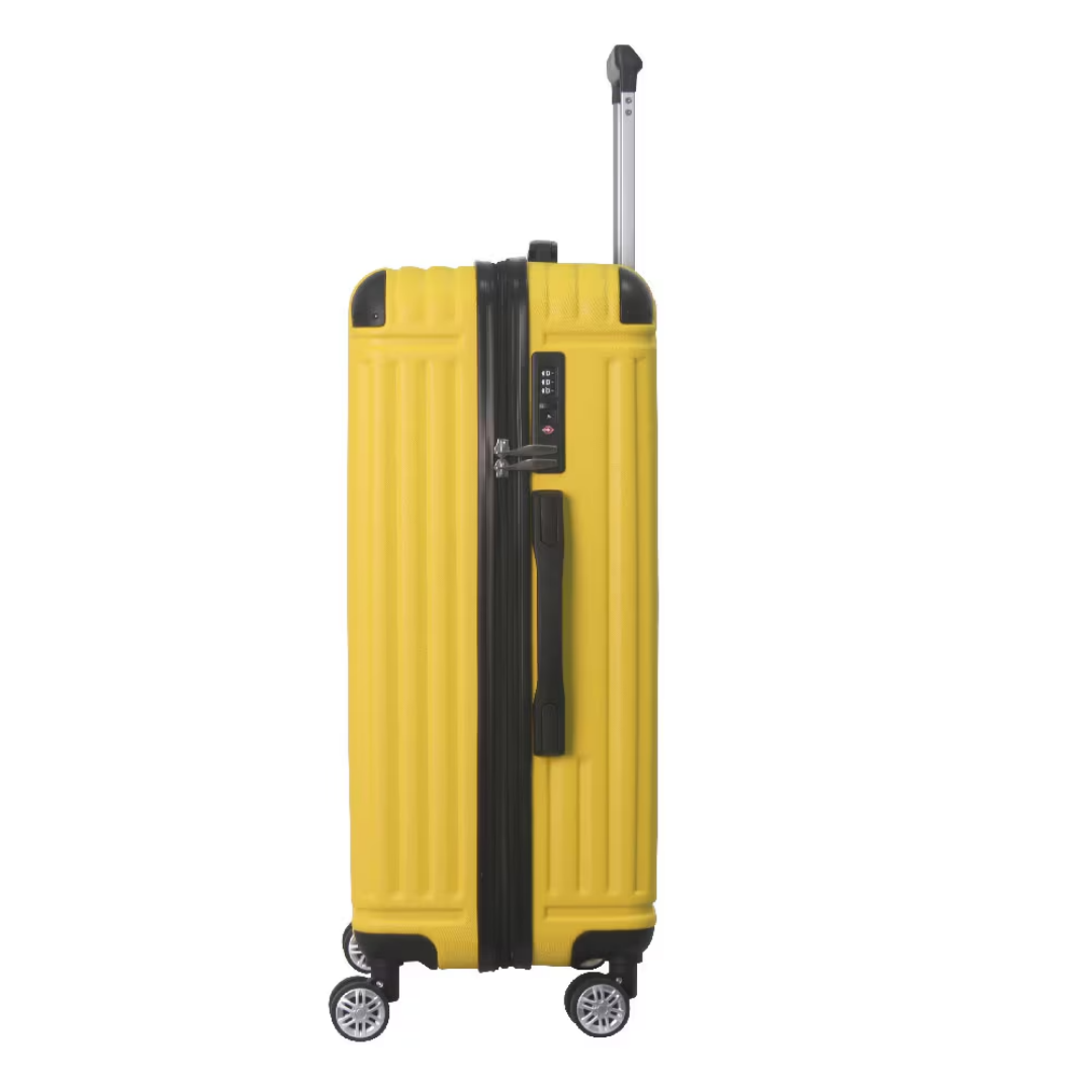 Lemon Yellow 3-Piece Premium ABS Luggage Set-20, 24, And 28 Suitcases With Multi-Position Handle, Silent Spinner Wheels, And TSA-Approved Lock-Durable, Stylish, And Spacious Travel Gear
