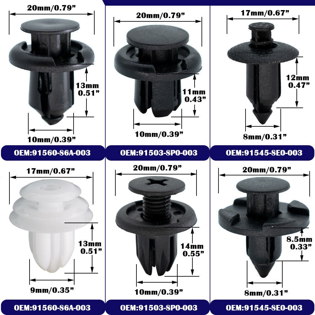 Car Trim Panel Clips Bumper Fender Fastener Push Rivets