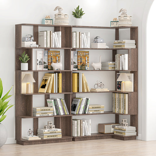 90 Cm Space Saving Corner Bookshelf    80 Cm Bookcase Extendable Free Combination, Set Of 2 Display Shelf, DARK BROWN Color And Other 4 Colors For Option, Freely Combined And Matched Furniture