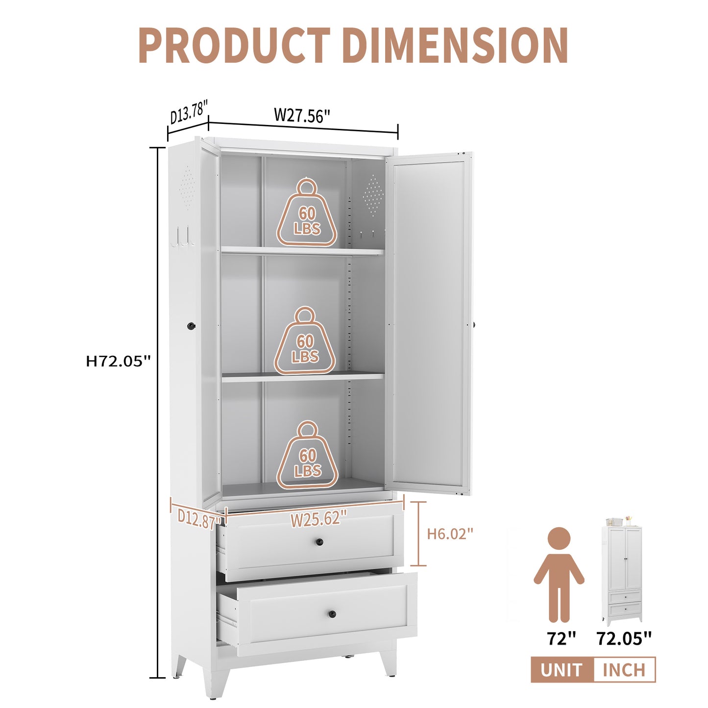 72 Inch White Pantry Cabinet With 2 Drawers, Freestanding Kitchen Storage Cabinet With Adjustable Shelves, Heavy-Duty Organizer For Spices, Dishware, Small Appliances In Kitchen, Pantry, Dining Room