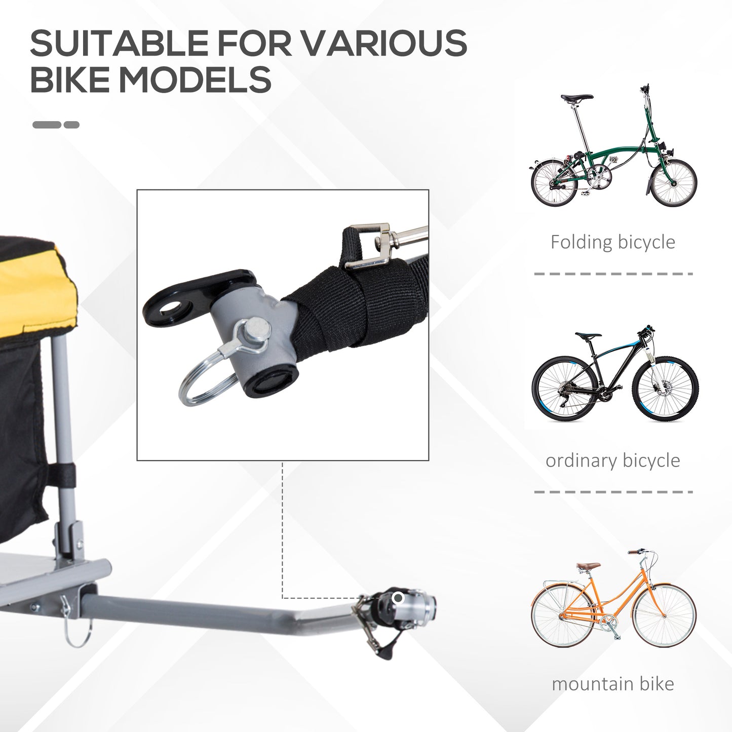 Bicycle Cargo Trailer, Two-Wheel Bike Luggage Wagon Trailer With Removable Cover, Fits 20" - 26" Bicycle Wheels, Yellow