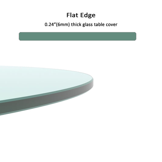 20  Inch Round Tempered Glass Table Top Clear Glass 0.25  Inch Thick Flat Polished Edge