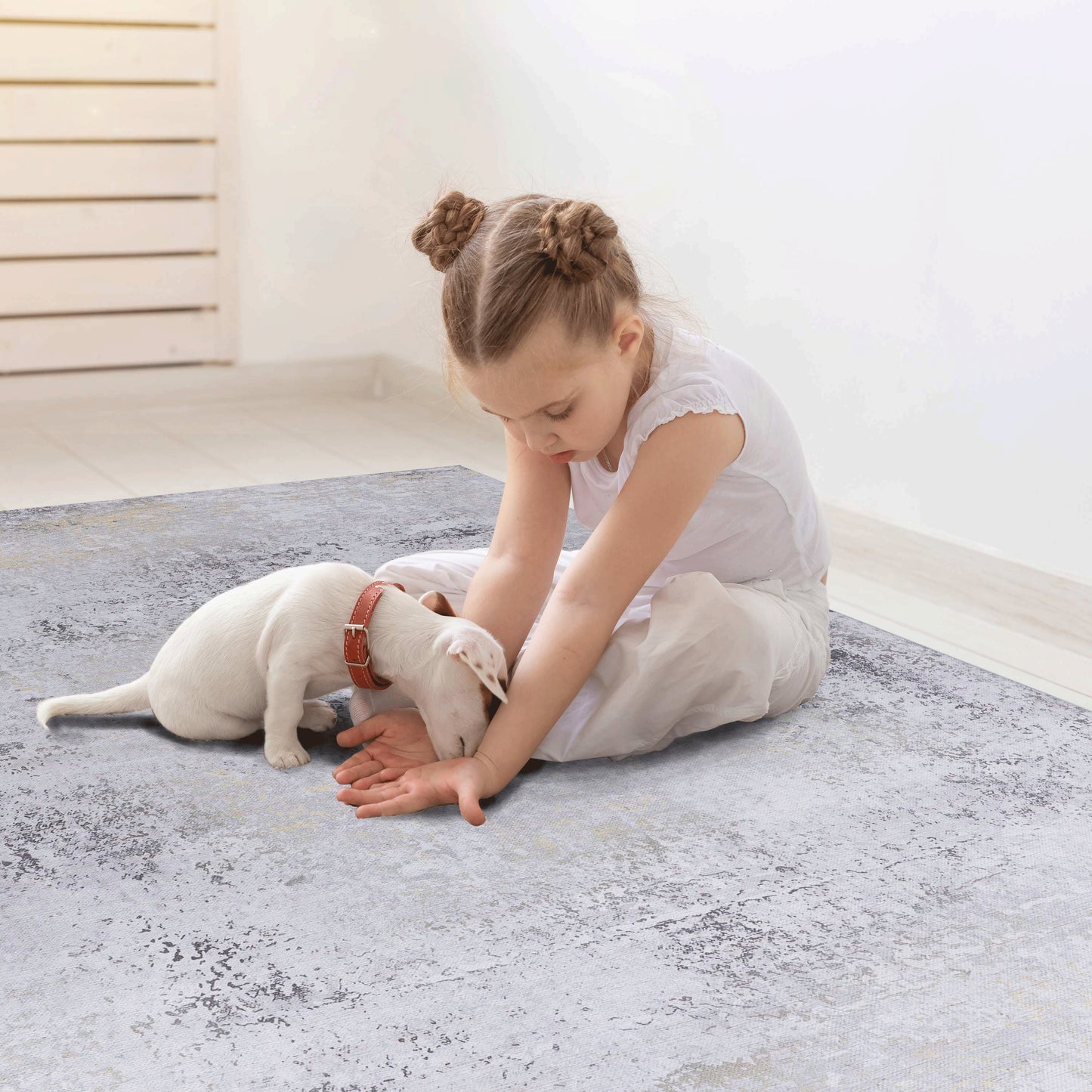 MAVAL Gold Washable Rug 3x5 Area Rug  Gray Gold, 3' X 5'