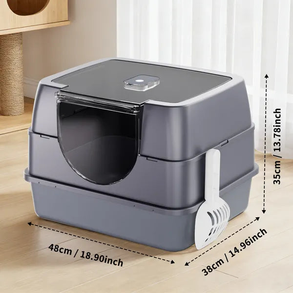 Galaxy Enclosed Gray Cat Litter Box, Sealed To Prevent Odors And Sanding, Stable And Durable, Suitable For Pet Families Worldwide