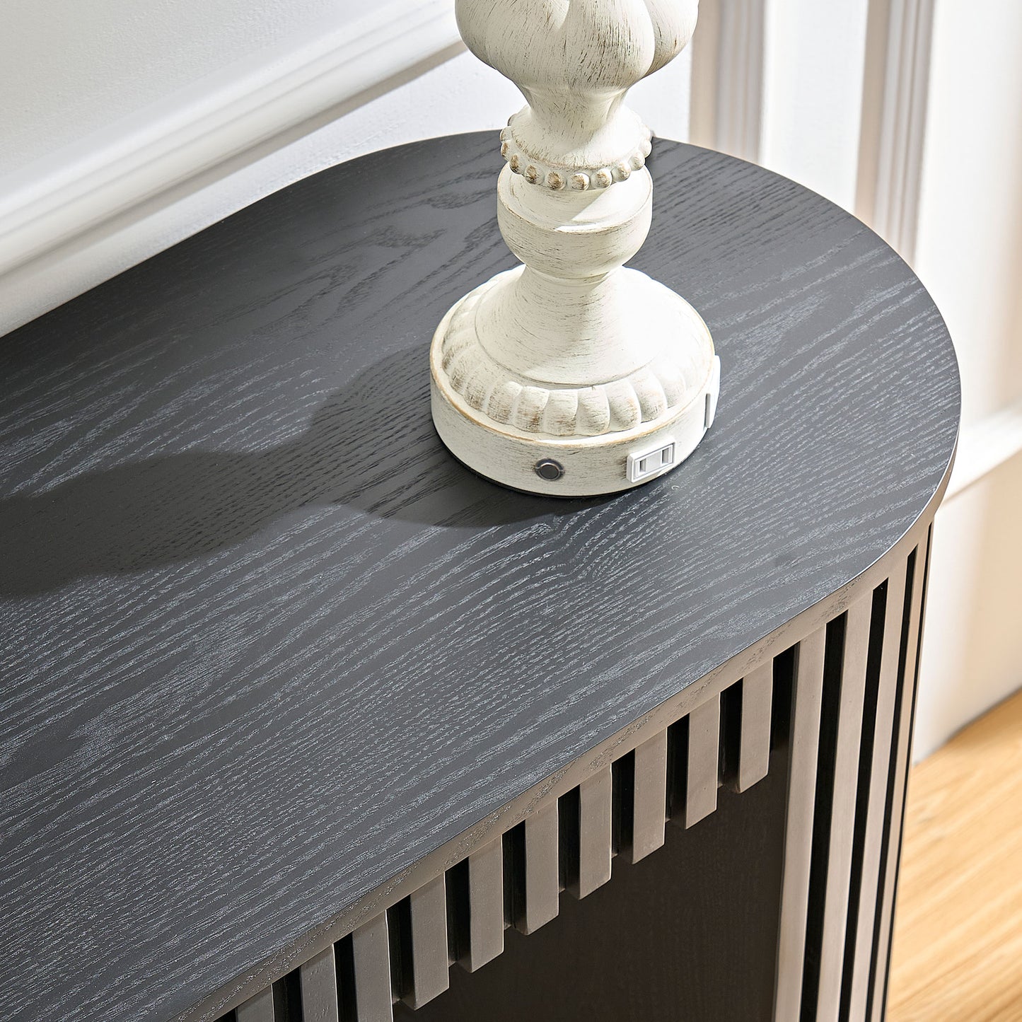 59.05   Modern Console Table With Drawer For Entryway With Unique Vertical Stripe Design For Living Room Hallway Foyer Entrance Study,BLACK Same Sku W876P439956