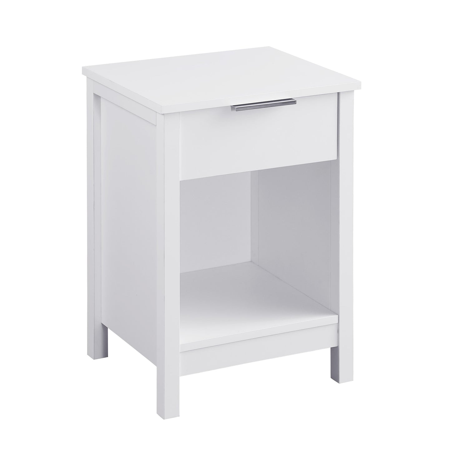 Nightstand With Drawer,3-Tier End Side Table With Storage Drawer And Shelf,Modern Bedside Night Stand For Bedroom, Living Room-Retro White