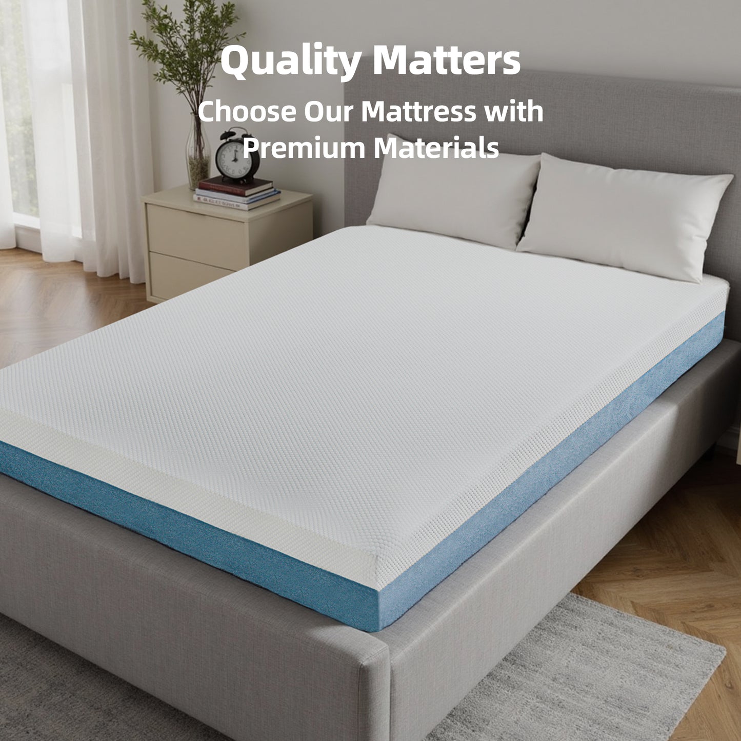 10 Inch Queen Mattress - Sterilizing & Airy, Premium High Resilience For Optimal Support, Non-Toxic Eco-Friendly Fabric, Elegant Appearance To Enhance Bedroom Aesthetics Made In Japan