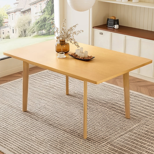 60  Rustic Farmhouse Dining Table - Solid Wood Frame, Minimalist Modern Dining Table For Kitchen, Dining Room, Living Room, Natural