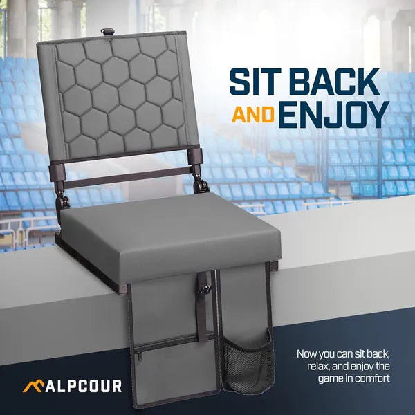 Alpcour Folding Reclining Stadium Seat With Back Support For Bleachers