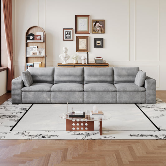 134  Cloud Sofa,Corduroy Fabric,Deep Seat Couches,Double-layer Design,Removable  Cushion,No Assembly, DIY Combination For Living Room, Bedroom,Conference Room ,Apartment,Grey